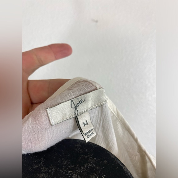 Joie Womens Peasant Blouse White Embroidered Embellished In Sequence M Tie Neck - Picture 8 of 15